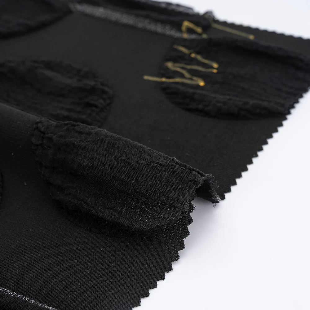 Polyester Rayon Jacquard Material for Abaya Fabric Formal Black Muslim Fashion