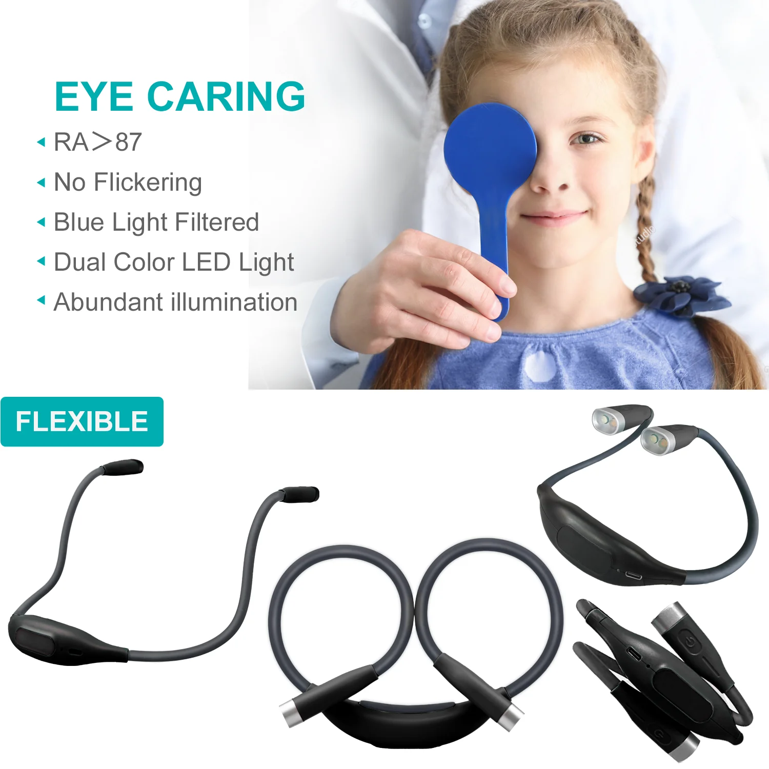  4 Led USB Reading Lamp High Quality Neck Book Light Rechargeable HandsFree Durable LED for Knitting Camping Repairing
