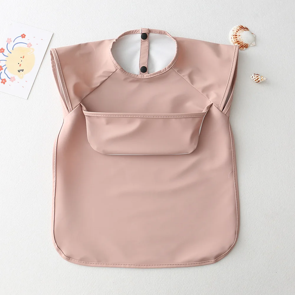 OEM polyurethane (PU) Waterproof baby bib apron with pocket  kids  Apron Great Travel Bib for Baby Great Travel Bib for Baby Eat