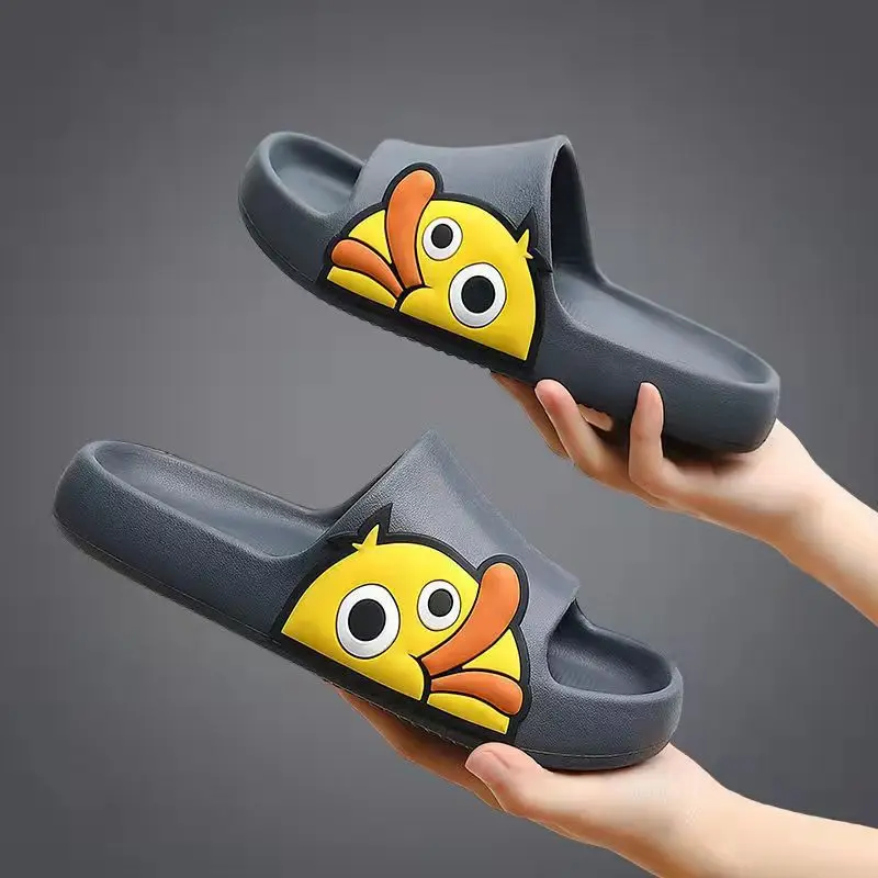 Women Men Slippers Summer Beach Slides Candy Sandals Flip Flops Cartoon Duck Thick Soled Ladies Boys Couples Bathroom Shoes