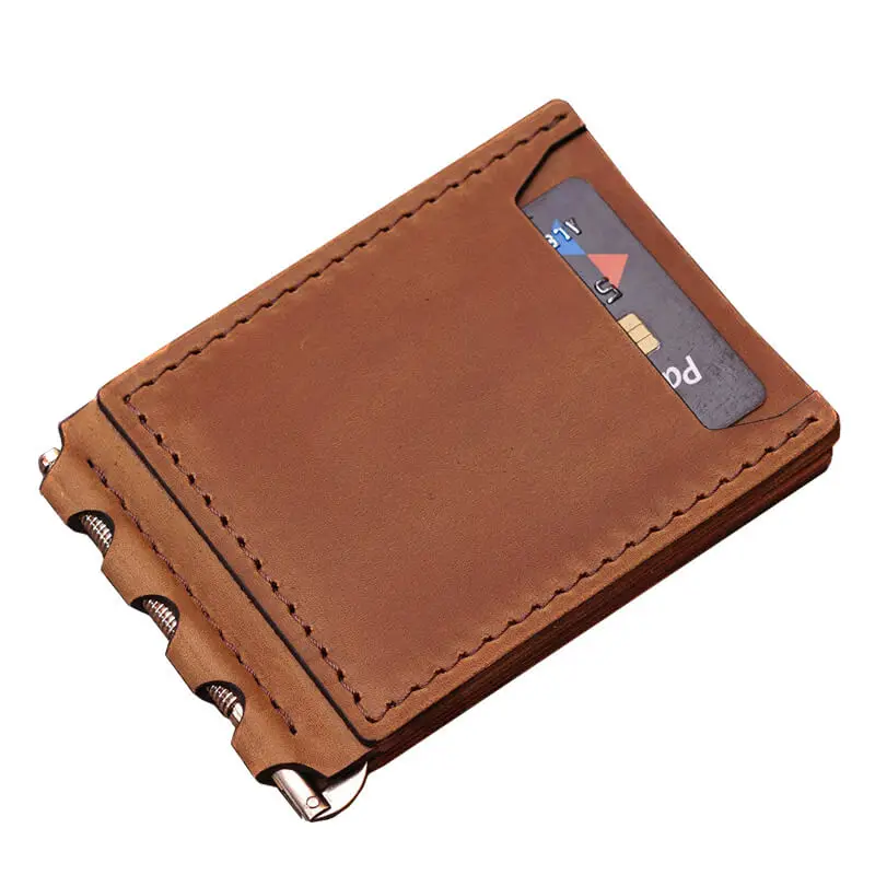 Новый дизайн ультратонкий передний карман Тонкий минималистичный RFID Блокировка бумажник из натуральной кожи мужской зажим для денег
