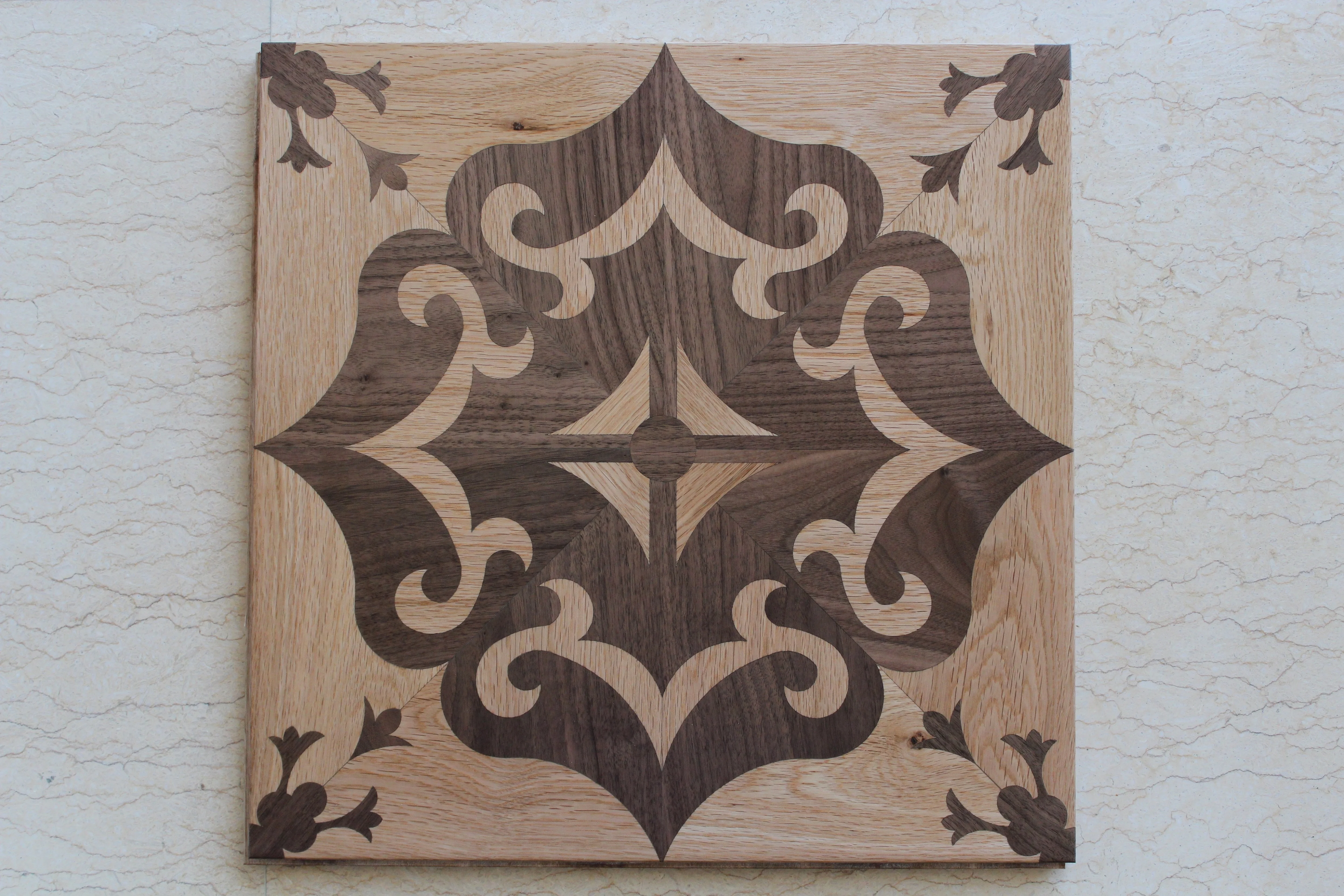 Brown Smooth Engineered Maple Wood Inlay Art Parquet Floors