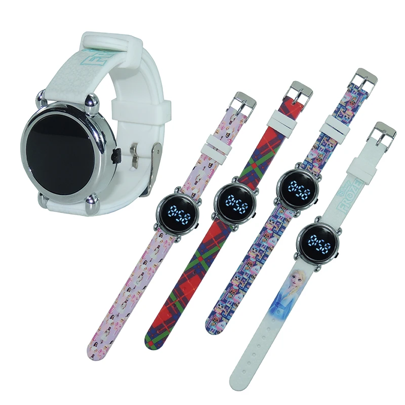2024 Colorful Printing Kids Digital Watch -pink Unicorn Print For Boys Girls With Led Display Cartoon Digital Watch
