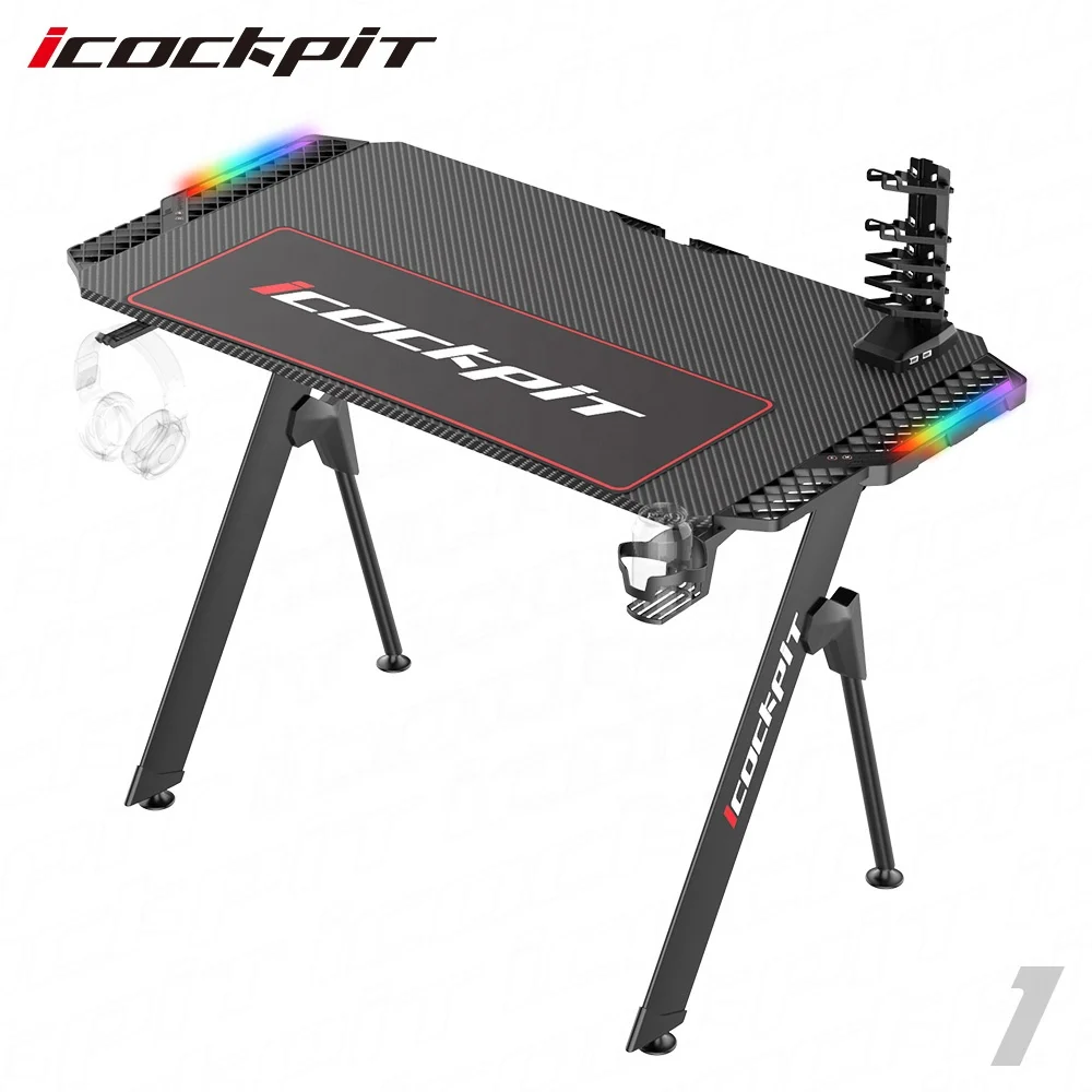 Новейший дизайн игровой стол icquiпита RGB светодиодная лампа компьютерный для ноутбука большой размер Офисный Компьютерный