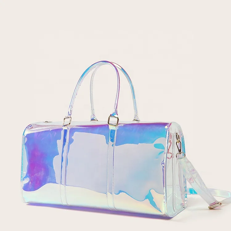 
Custom clear Laser PVC / TPU duffel bag large capacity travel weekender laser trendy sports bag portable Travel bag for unisex 