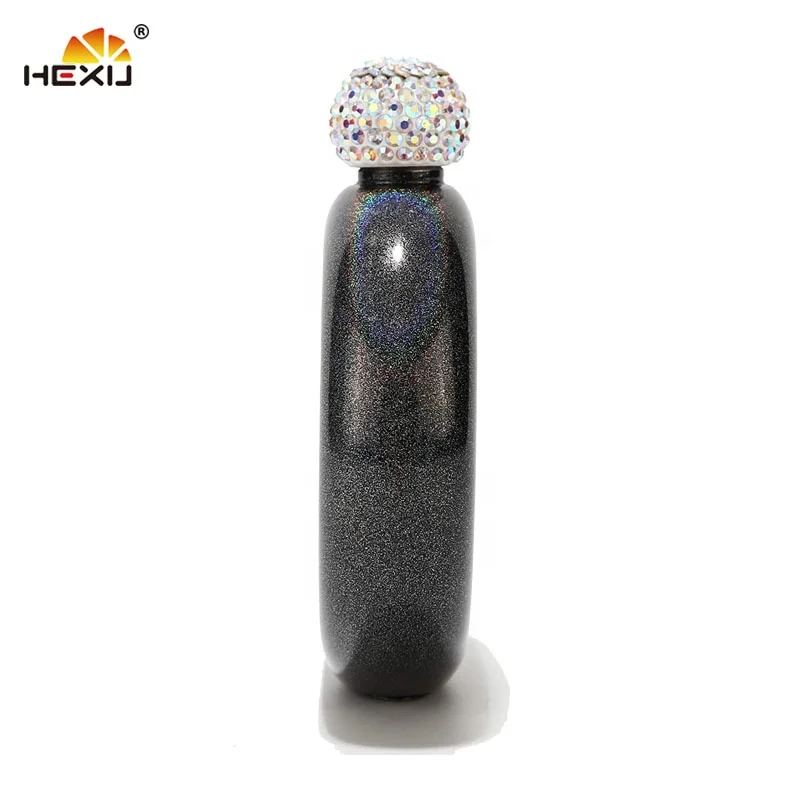 5oz black stainless steel sublimation blank round sharp hip flask with diamond lid
