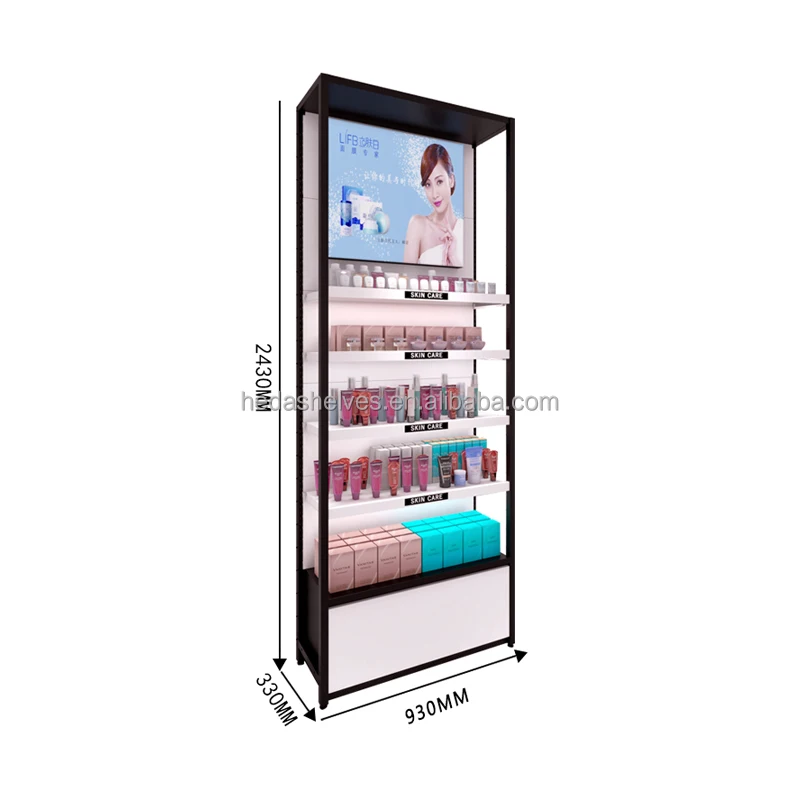 Modern Fashionable Cosmetic Display Shelves Custom Shopping Mall Makeup Display Shelf For Beauty Product