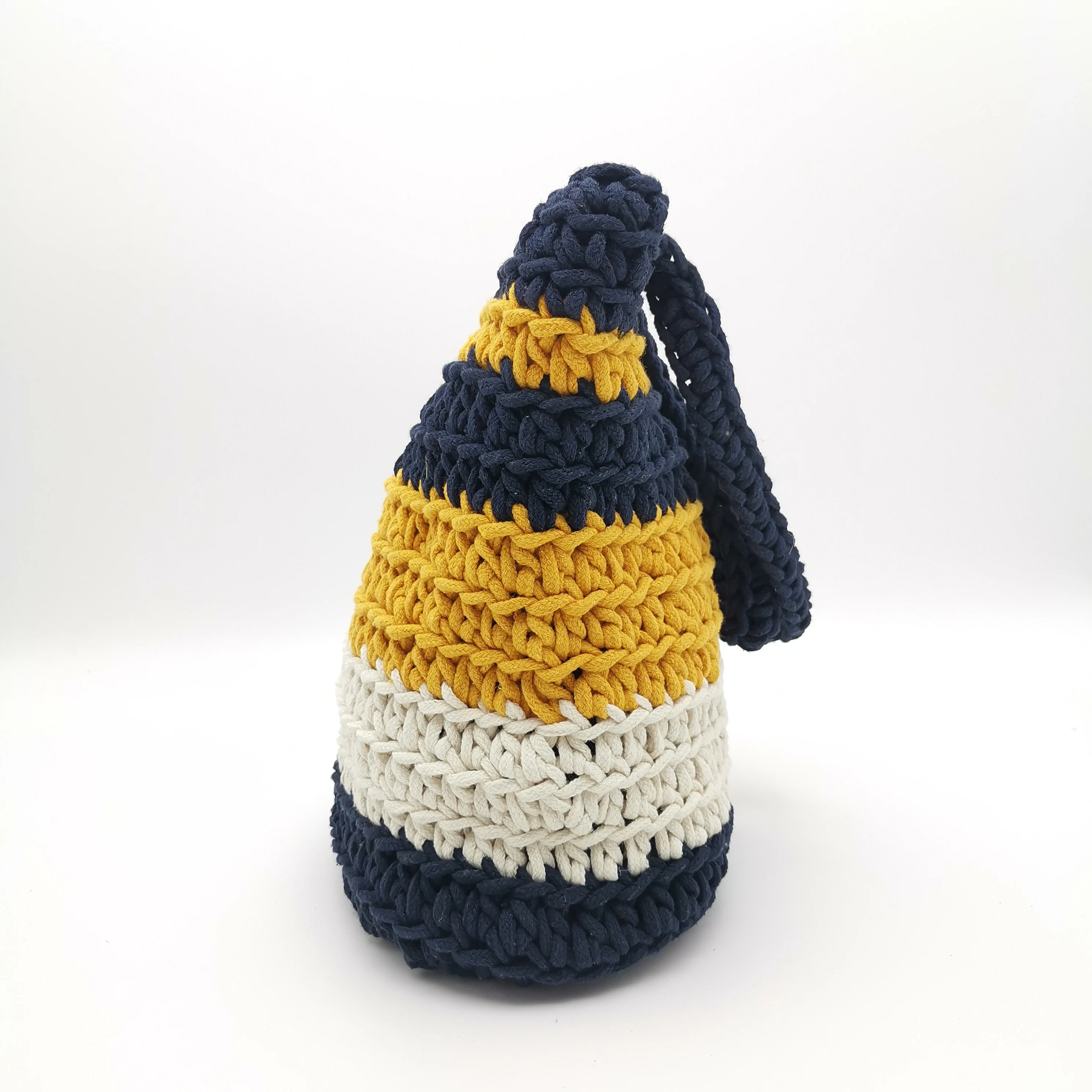 stripe handmade knitting crochet straw bags cotton rope woven bags