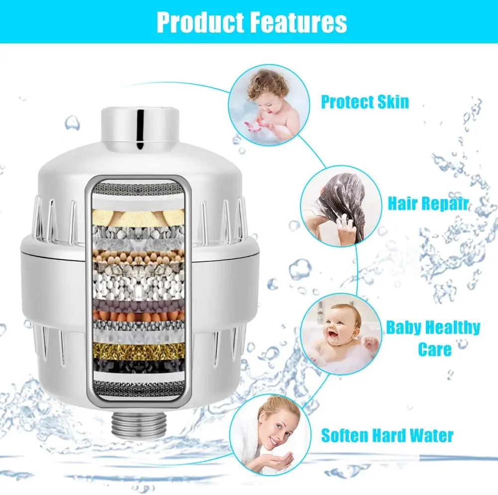 Wholesale ABS household shower filter 15 grade showerhead filter for hard water