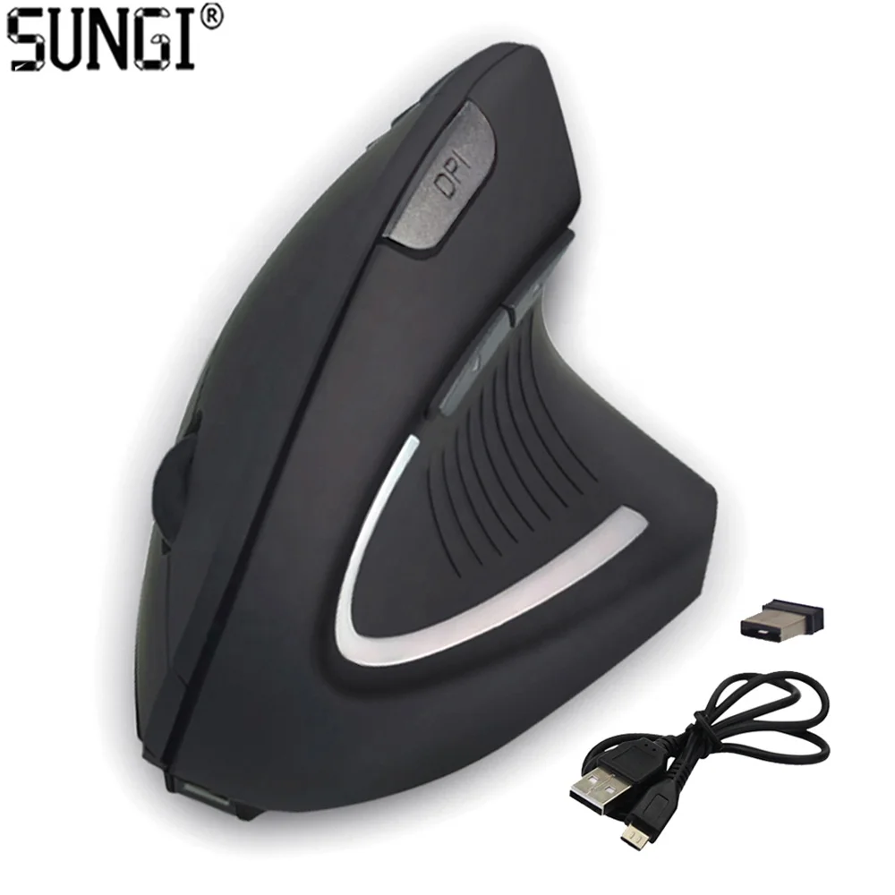 Беспроводная перезаряжаемая USB мышь SUNGI, противоскользящая эргономичная Вертикальная мышь 2,4 ГГц, беспроводные оптические мыши