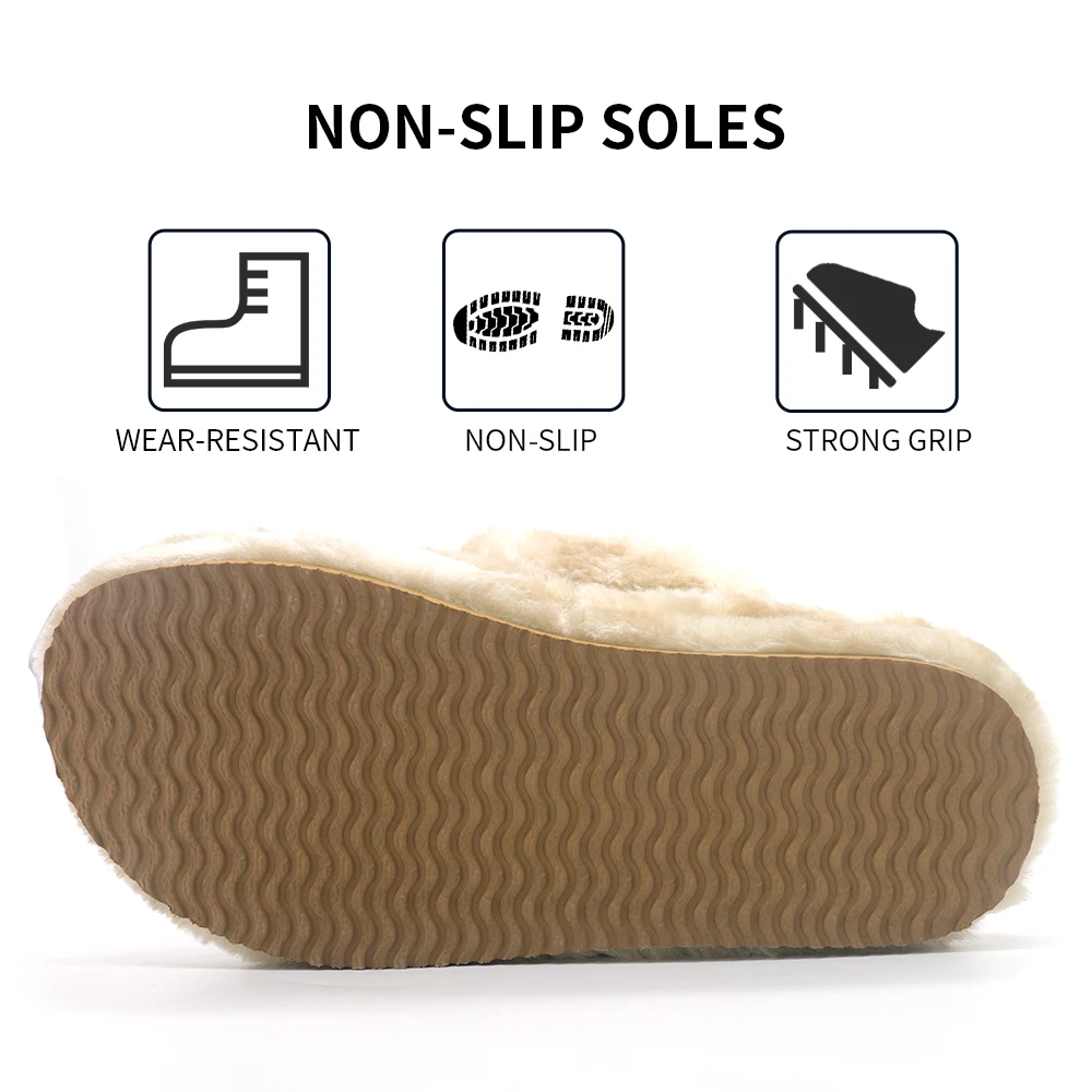  Casual Winter Real Wool Warm Men and Women Soft Arch Support Slippers Indoor