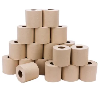 Wholesale Water Absorb Toilet Paper Customized Packing Unbleached Bamboo Pulp Toilet Tissue Roll for Home Hotel