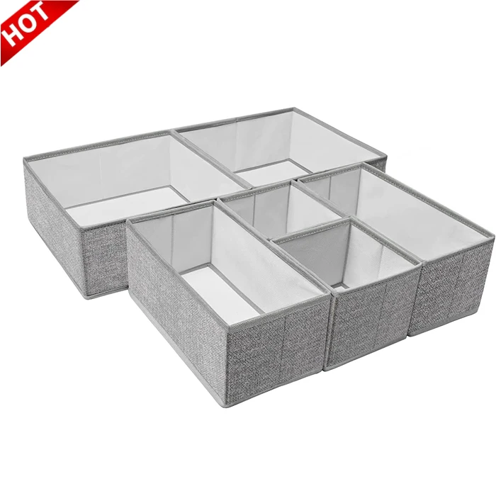 Best Selling 6 Set Foldable Closet Dividers Drawer Storage Organizer Bra And Underwear Box
