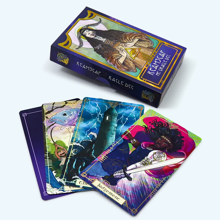 Custom deck of cards tarot factory customize design gold foil laser tarot cards set tarot cards with guidebook custom printed