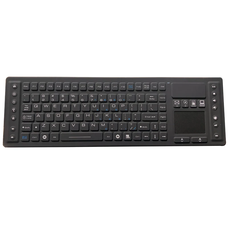 Waterproof Wireless Rubber Keyboard with Touchpad and Multimedia Keys