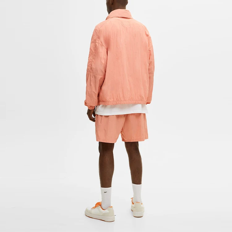 wholesale men sweatsuit training & jogging windbreaker zip up jacket shorts nylon customized logo two piece set tracksuit