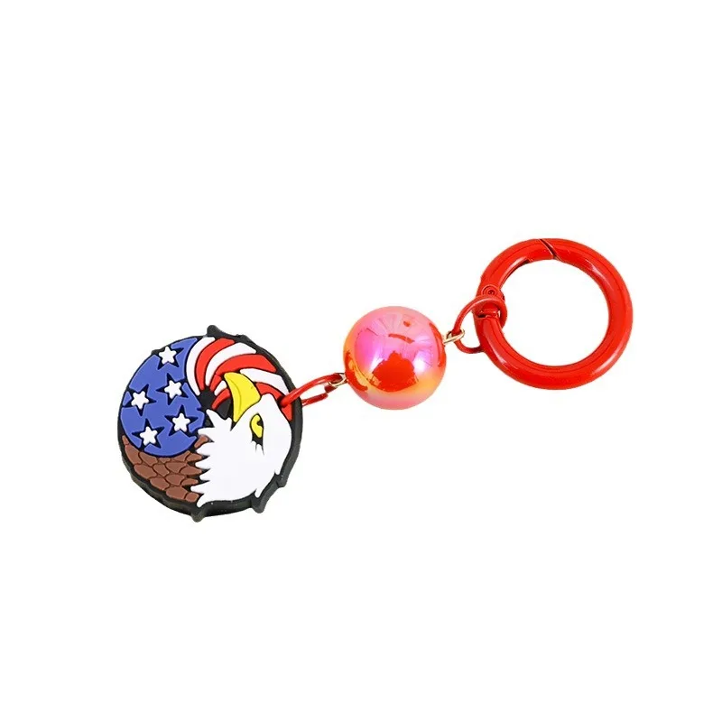 Star Spangled Banner Round Eagle Flower Key Chain schoolbag mobile phone pendant key chain anime animation peripheral pendant