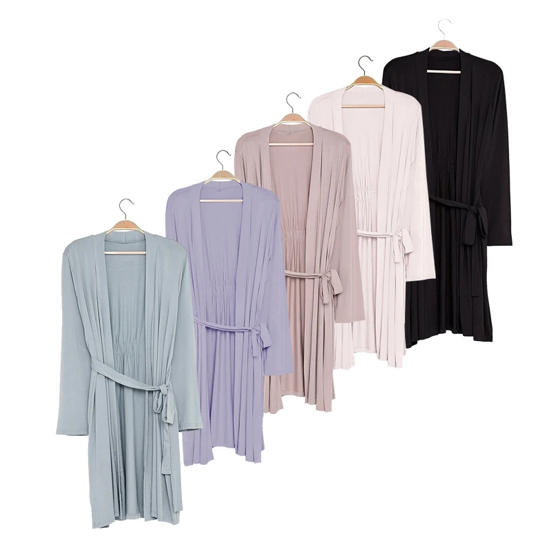 Wholesale custom blank robe long sleeve adult women lounge robe