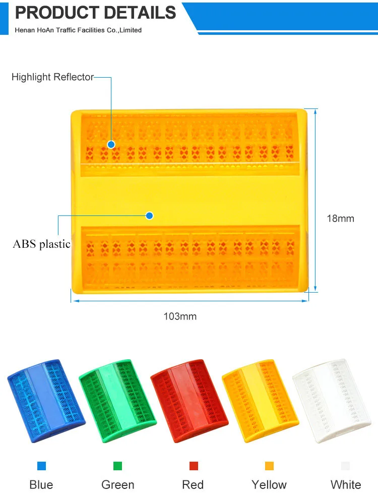 High Quality ABS plastic 3m pavement reflective raised pavement marker Highway