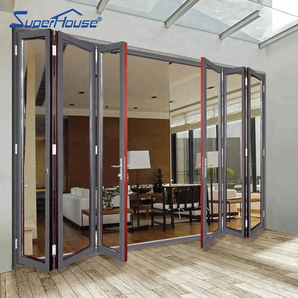 Mainly Export To Florida Hurricane Impact Energy Saving Bifold Door Soundproof Exterior Aluminum Glass Folding Patio Doors