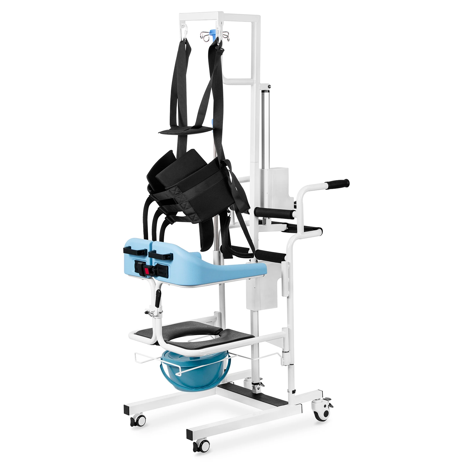 Commode Toilet Bath Chair with wheels Disabled Elderly Moving Wheelchair