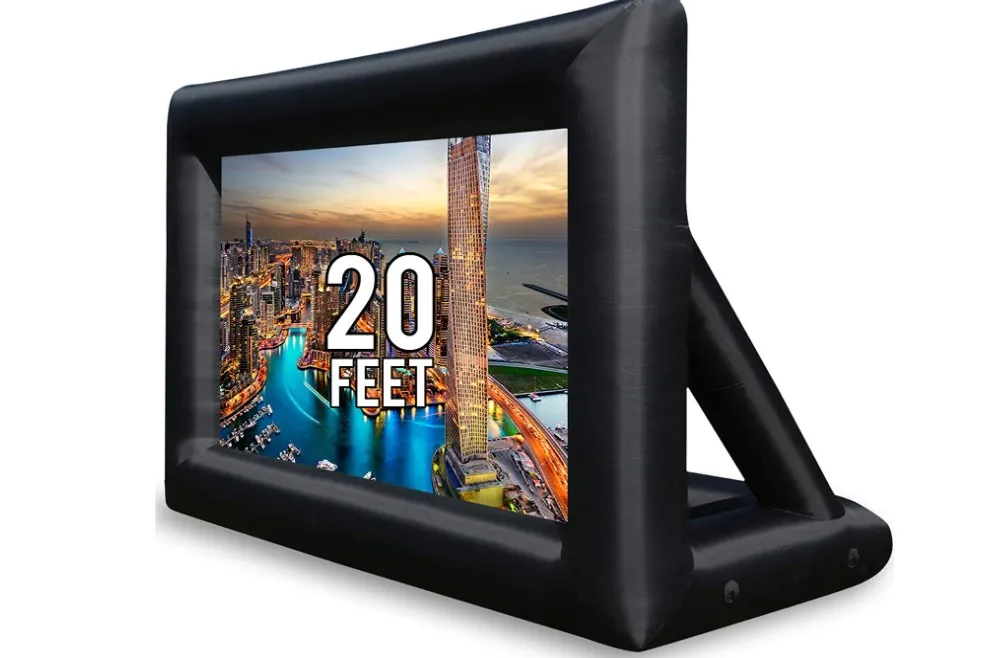 16ft outdoor and indoor theater inflatable projector screen nfl gaming event with accessories Fan and bag color black inflatable