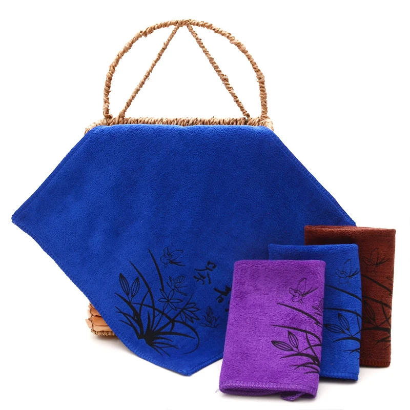 Customized logo tea dish towel set hanging printed kitchen towel