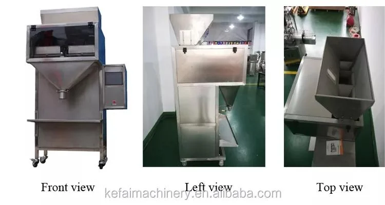 KEFAI Cheap Sample Machine Semi Automatic 2 Head Double Hopper 2KG Granule Weighing Filling Machine
