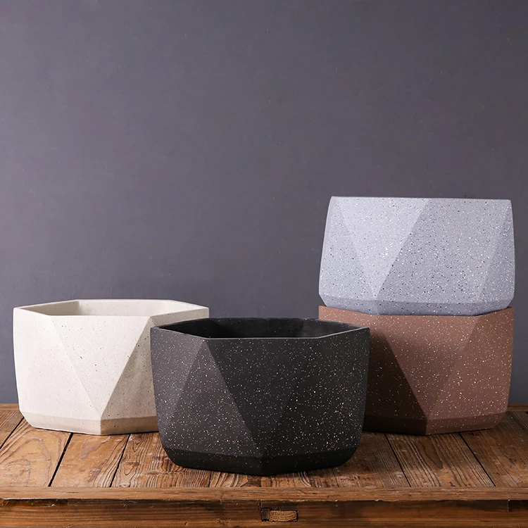 Classic modern design speckled irregular bonsai pot geometry flower plant pot