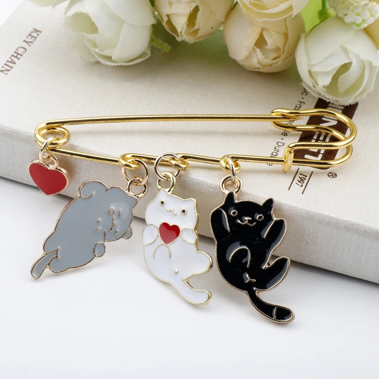 Cute animal pins dog cat alloy enamel pin brooch for girl kids jewelry