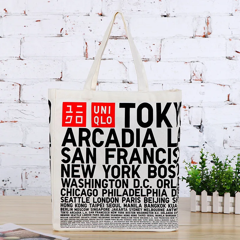 Hot sale handled custom logo printed tote shopping bag recycle canvas camping bag