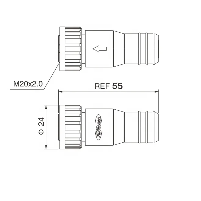 Electrical Outdoor M20 Terminator IP68 Waterproof 3+5pin Plastic Connector