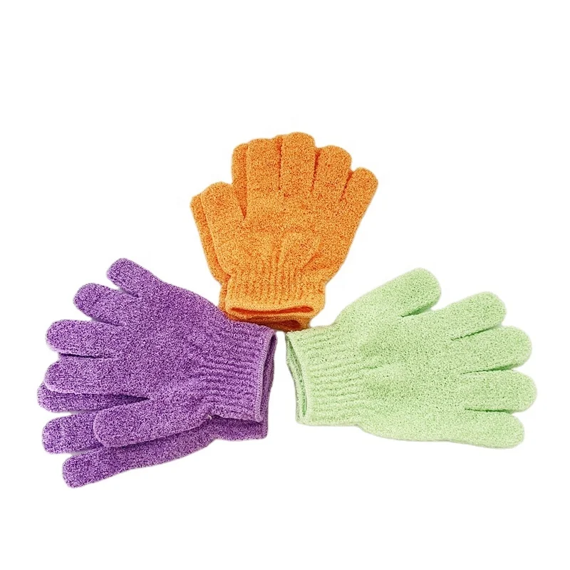 Wholesale Nylon exfoliating body cleaning bath gloves Body Scrubber Shower Exfoliating Bath Gloves