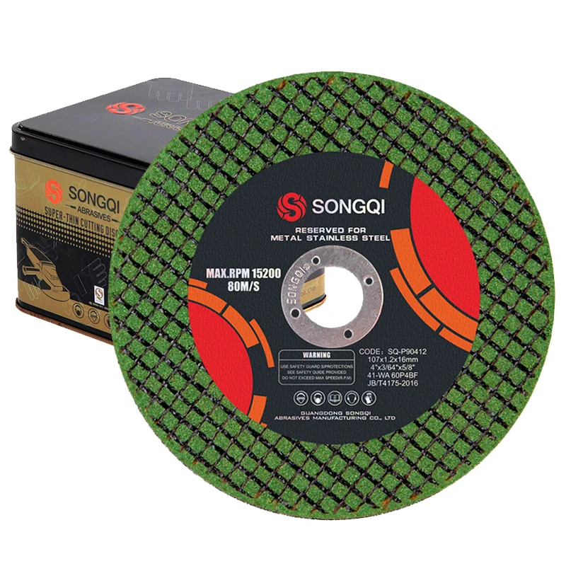 SONGQI Manufacture 107*1.2*16mm (4Inch) Cut Off Wheels Abrasive Inox Cutting Disc for Metal Stainless Steel Cutting