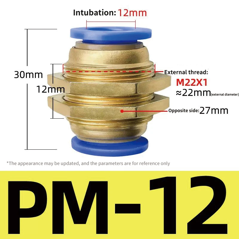 PM Series Straight Air Pneumatic Fittings Pneumatic Push to Connect Tube Fitting Quick Tube Connector Parts for Air Accessories