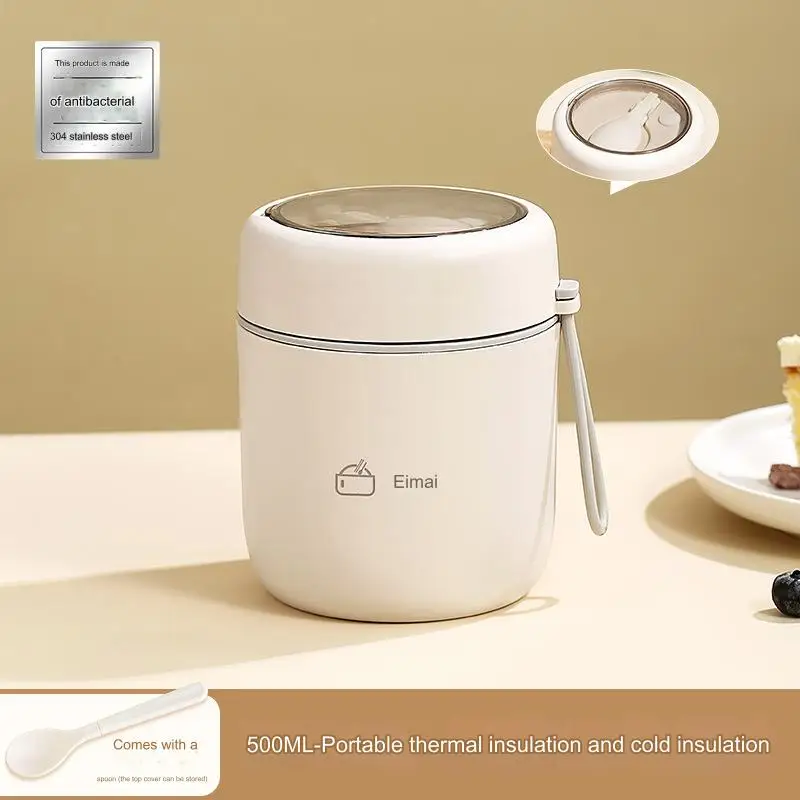 Large Capacity Porridge Soup Breakfast Cup Food Jar Flask Thermal Insulated Stainless Steel Lunch Box for Kids with Spoon
