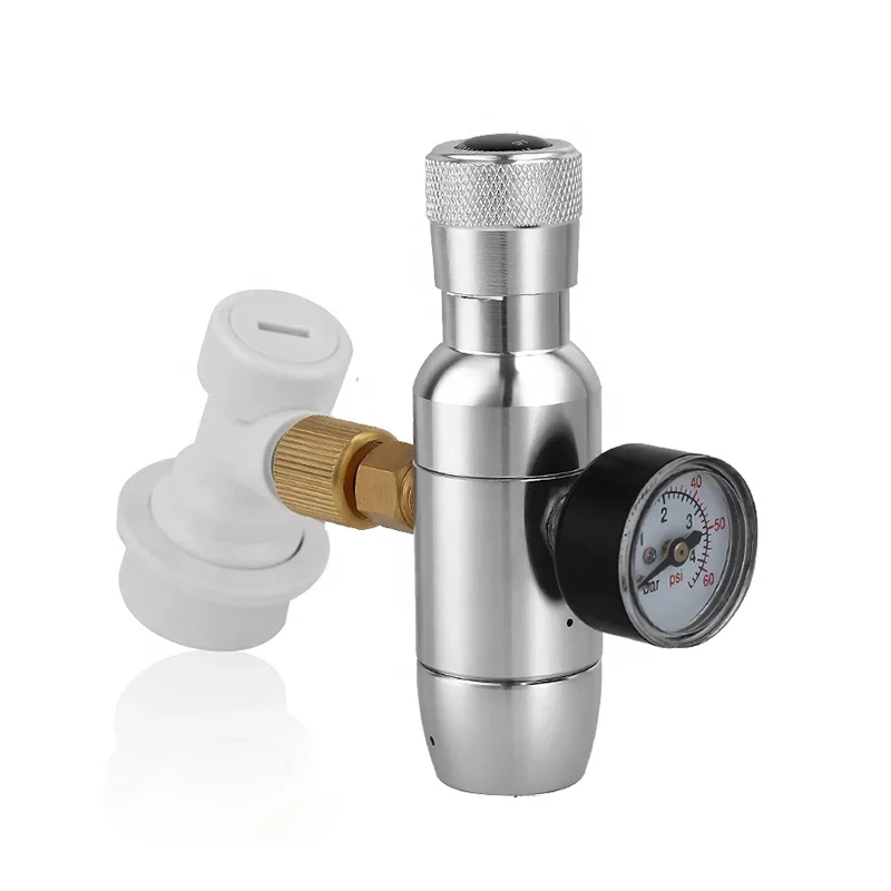 Upgraded Mini Co2 Charger (Two-Stage) 0-60PSI Regulator Mini Keg Charger Portable for Home Brewing