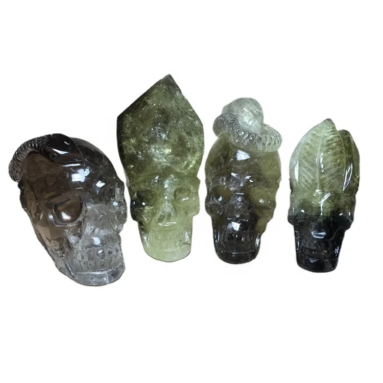 Natural Citrine Quartz Skulls Crystal Carving Reiki Healing Skulls (62330767214)