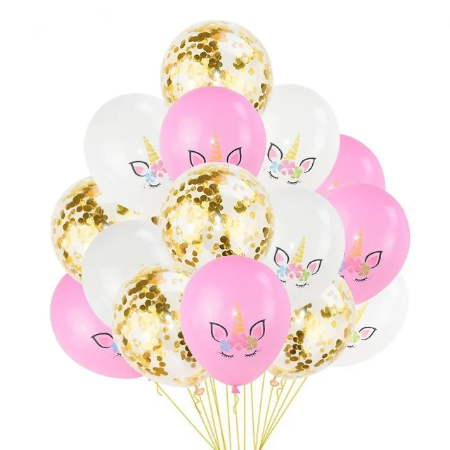 New Arrivals Welcome 15pcs Unicorn Latex Confetti Balloons Kids Birthday PartyBaby Shower Decoration Qualatex Balloon Set