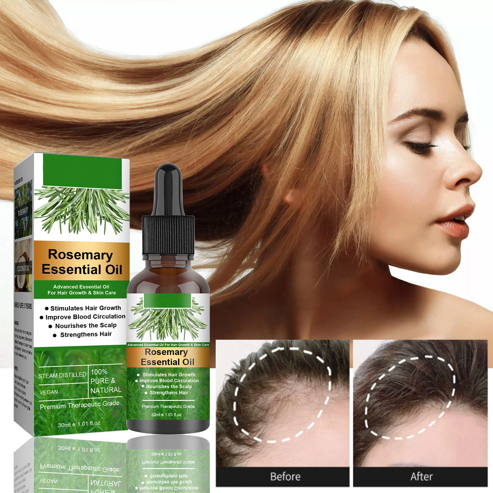 High Quality 100% Natural Rosemary Essential Oil Hair Accelerate Growth Hair care Products For Black Women