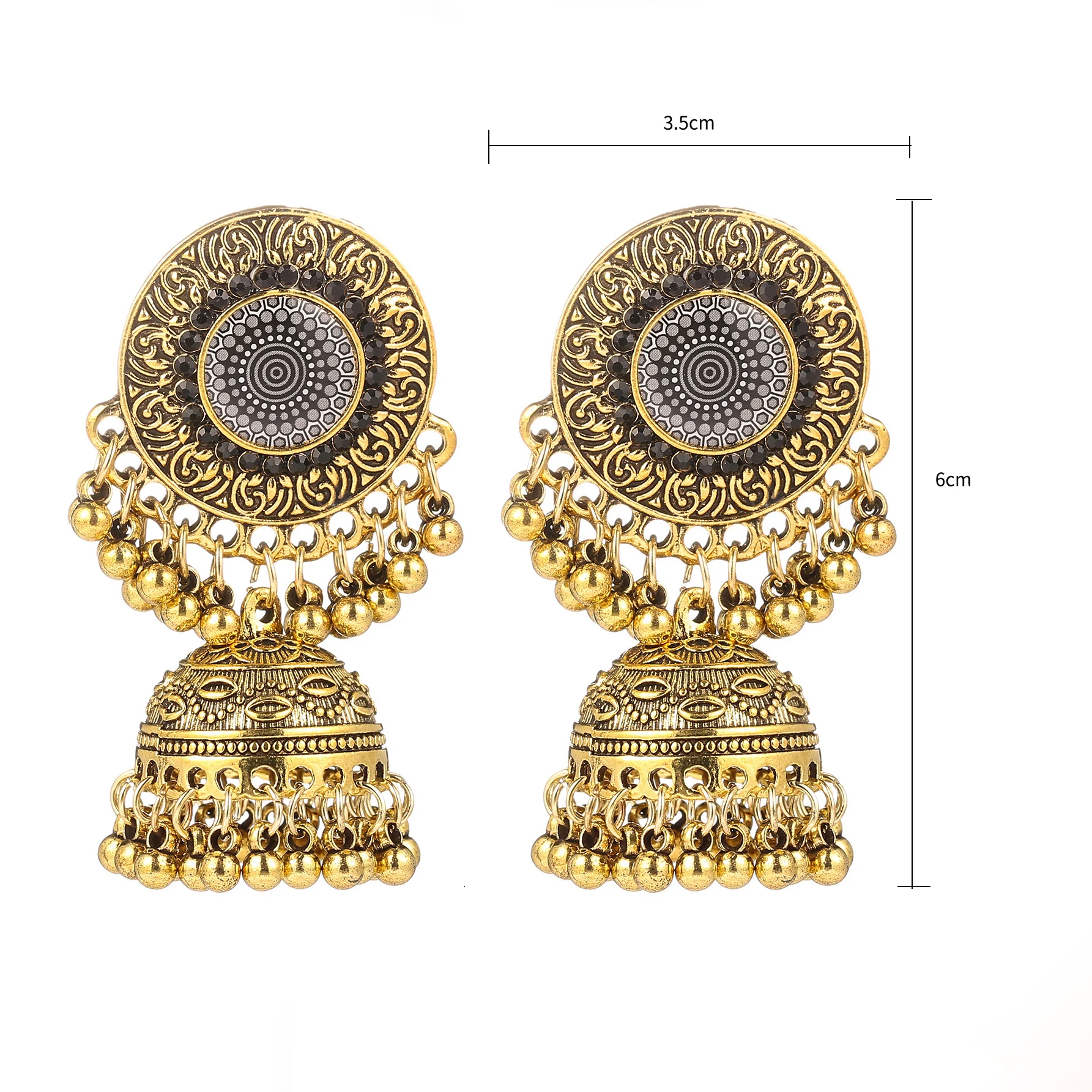 2022 Factory Direct Sales Latest Retro Bohemian Female Earrings Wind Bell Beads India Jhumka Earrings Wholesale