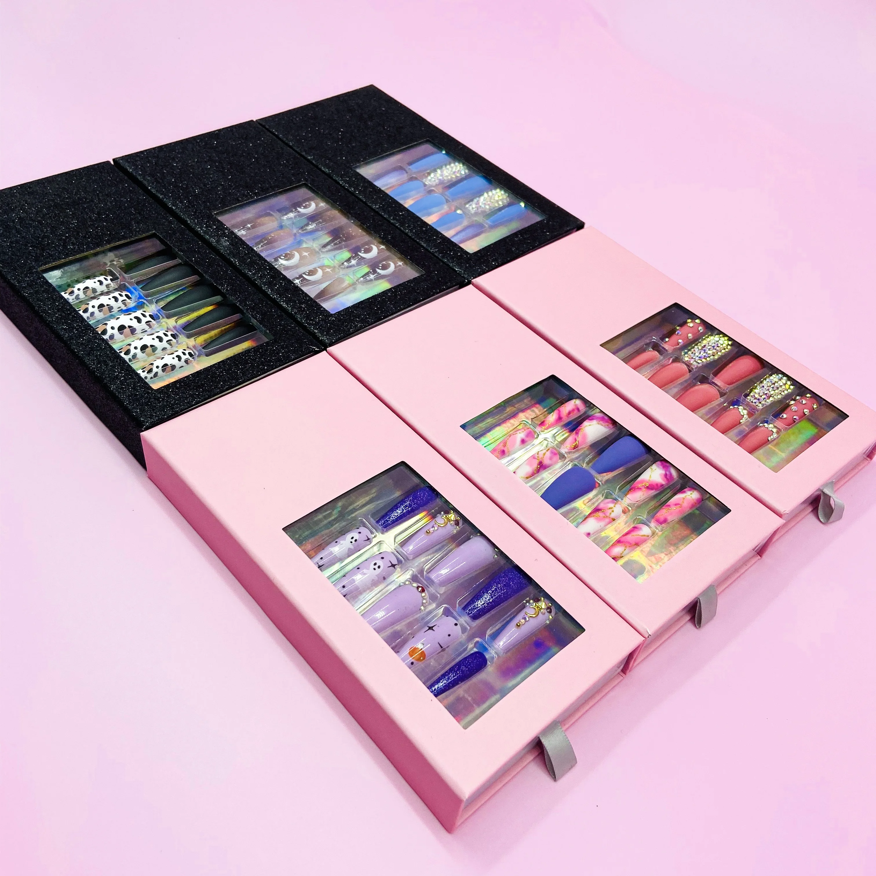 OEM custom full cover short french false nails private label packaging box long coffin nails acrylic press on nails