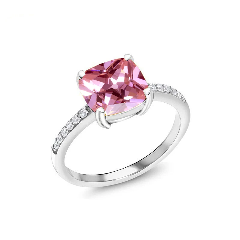 CZ Cubic Zirconia Real Zircon Jewelry Fashion 925 Gemstone Women Custom Couples Engagement Sterling Silver Diamond Wedding Rings