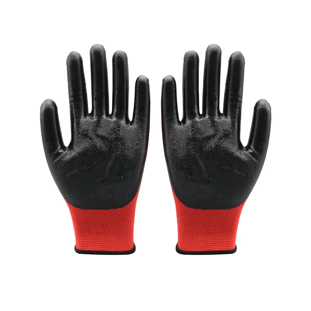 Custom Logo 13 Gauge Polyester Nitrile Coated Gloves Guante Protective Work Safety Gloves Cheap
