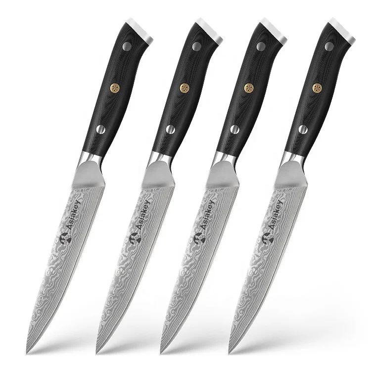 8 Piece Triple Blossom Damascus Knife Set VG-10 Core Steel with G10 Handle Custom Luxury Kitchen Knives