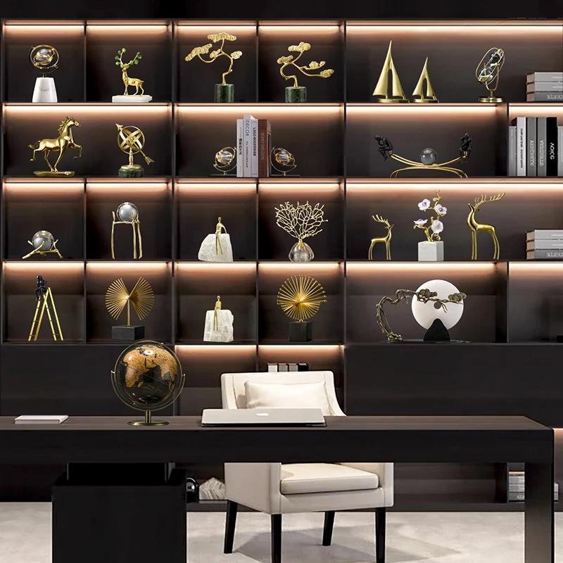 Modern abstract nordic golden iron metal home sculpture interior decoration items