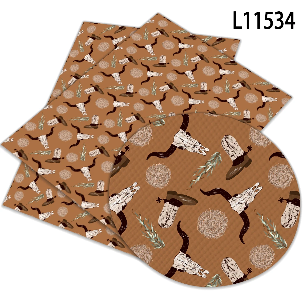30*136 cm Western cowboy Printed Faux Synthetic Leather Sheet in Crafts for Bows DIY Handmade Materials