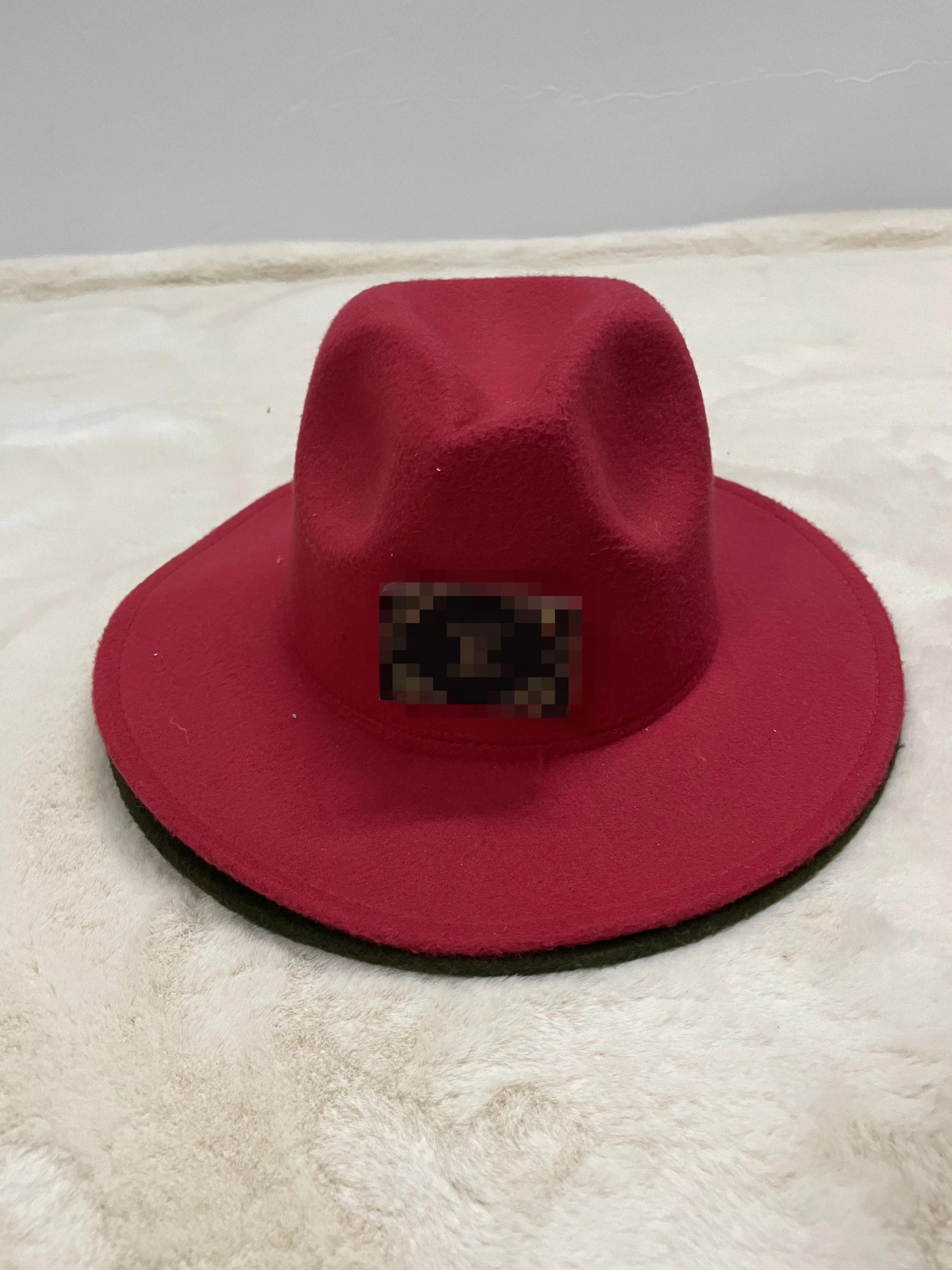 New Style Autumn Winter Classical LOGO Big Wide Brim Jazz Hat Men and Women Top Hat Fedora Hats with Chains