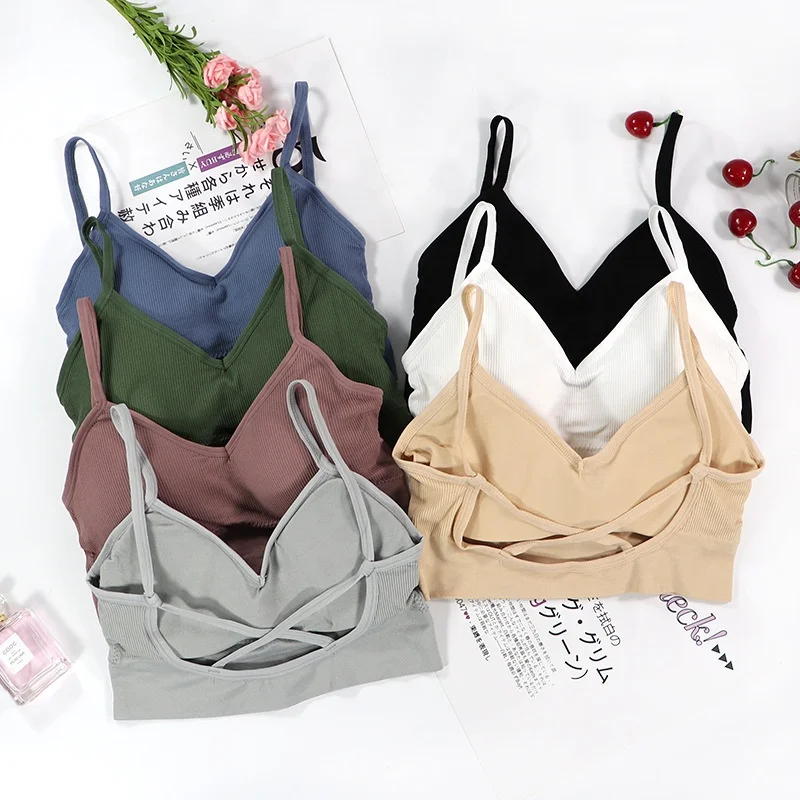 
New Solid Color Beautiful Back Deep U Sexy Elastic Fitness Leisure Yoga Sports Bra Vest sexy seamless bra for women 