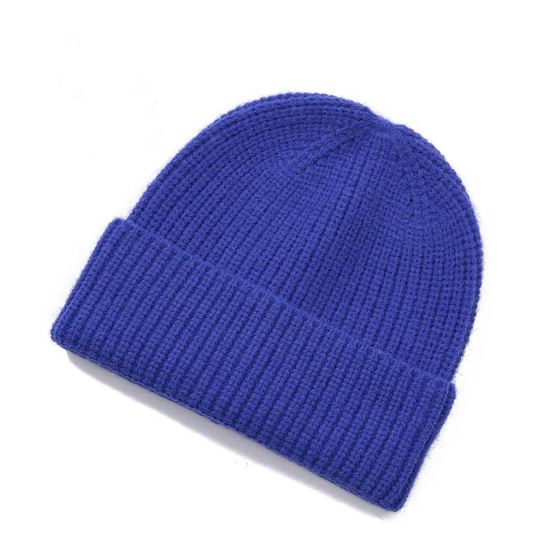 Premium Quality Custom Thick Warm Candy Solid Color Winter Hat Wool Knitted Snow Jacquard Gorros Ski Toque Hat Tuque Beanie Cap